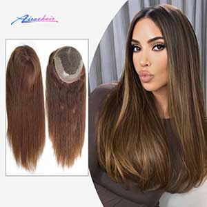 14 16 18 20 Inch Q6 HD Lace Human Remy Hair Pieces Toppers For Women
